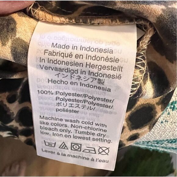 J. Crew Women's S Long Sleeve Leopard Drapey Tie Neck Blouse Black Tan Cheetah - Picture 11 of 11